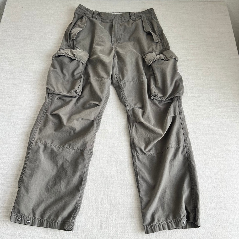 Y2K Gap Loose Fit Cargo Pants Mens 33x32 Gray Ripstop Cotton Khakis
